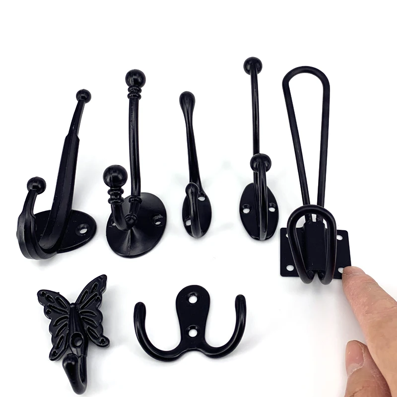 

1x Retro Black Hook Wall Mounted Coat Hanger Bathroom Cloth Hook Key Bag Hat Hanger Robe Hook