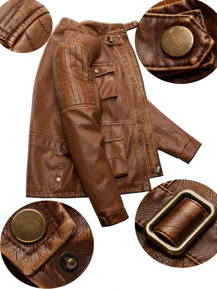 2021 Модные Винтажные размера плюс кожа зимняя куртка для мужчин | Мужская одежда