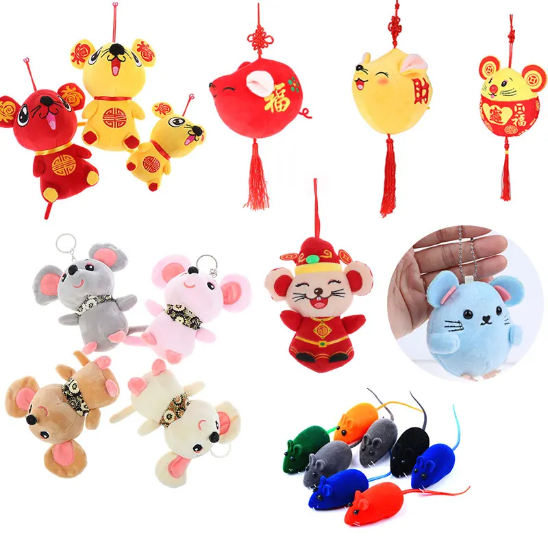 1 шт. Новогодняя плюшевая крысиная игрушка талисман подвеска красная мышь в