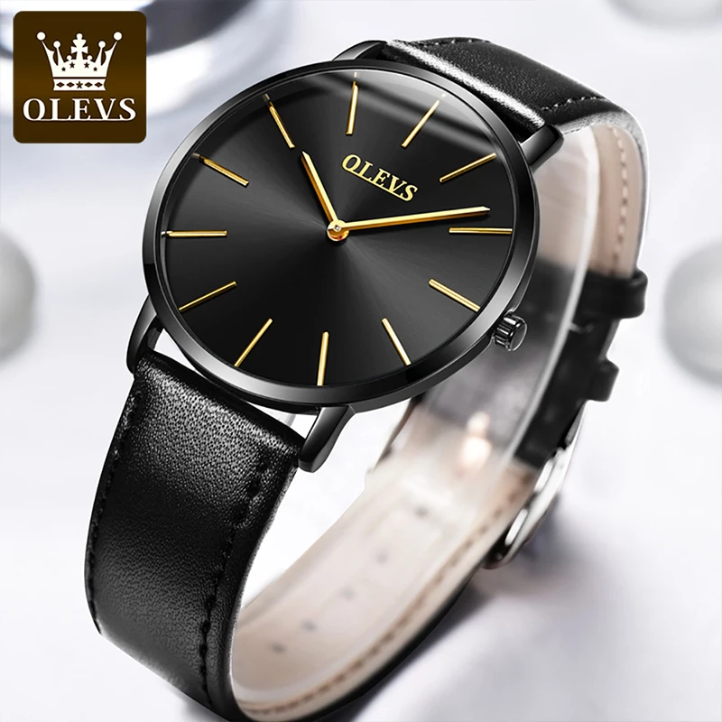 

OLEVS 2021 Fashion New Men's Quartz Watch Casual Thin 30M Life Waterproof Breathable Leather Belt Luminous Pointer Watches 5868