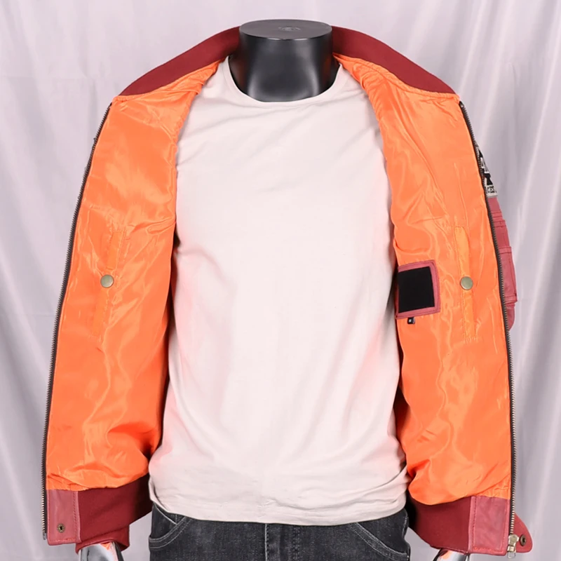 

Sheepskin Men's Genuine leather jacket autumn and winter Youth Baseball Uniform Collar Motorcycle Leather Jacket Male