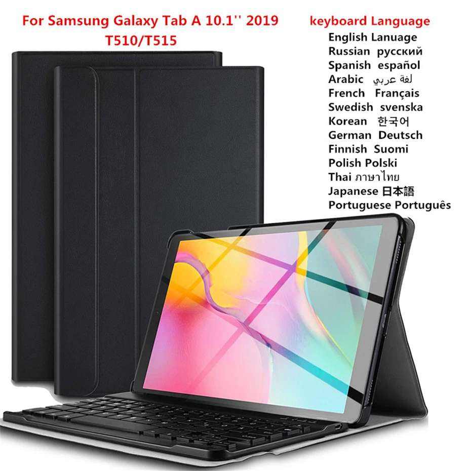 Кожаный чехол с Bluetooth клавиатурой для Samsung Galaxy Tab A 2019 SM T510 T515 планшета 10 1 2019|Чехлы