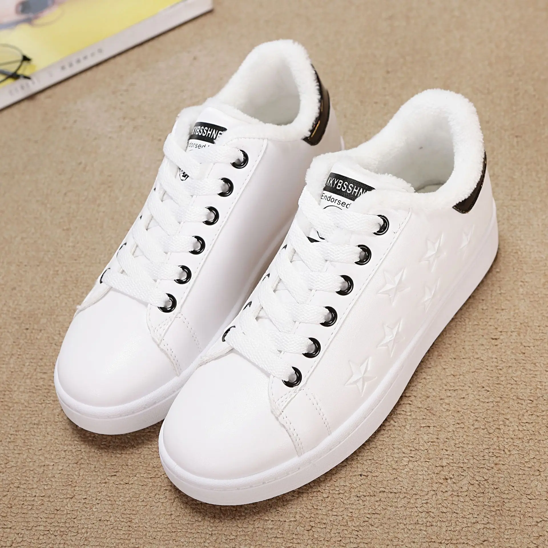 

New Korean star lace up small white shoes light women's casual shoes single shoes cotton shoes