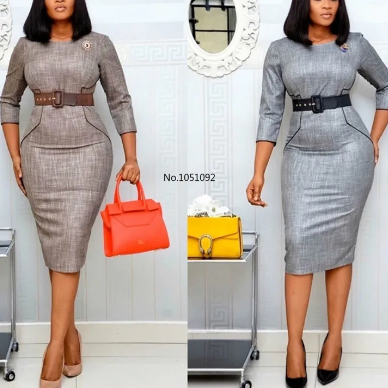 Африканская одежда 2020 элегантное красное платье женское офисное размера плюс 2XL