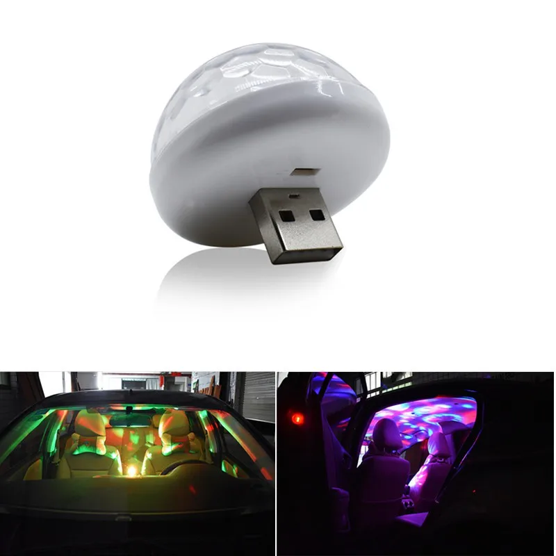 1 шт. светодиодный Автомобильный USB атмосферный свет DJ RGB Мини Красочный