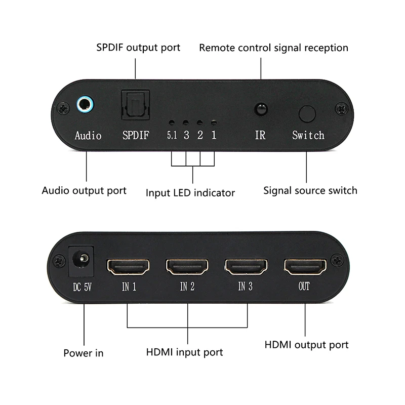 Разветвитель HDMI 3X1 4K с аудиовыходом для DVD ПК ТВ 30 Гц|dvd player lcd monitor|converter flashconverter headset