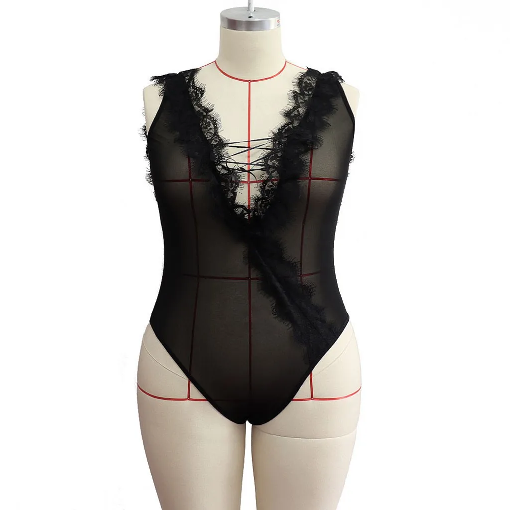 Летний женский эротический сексуальный Babydoll ночное белье Кружевное боди с