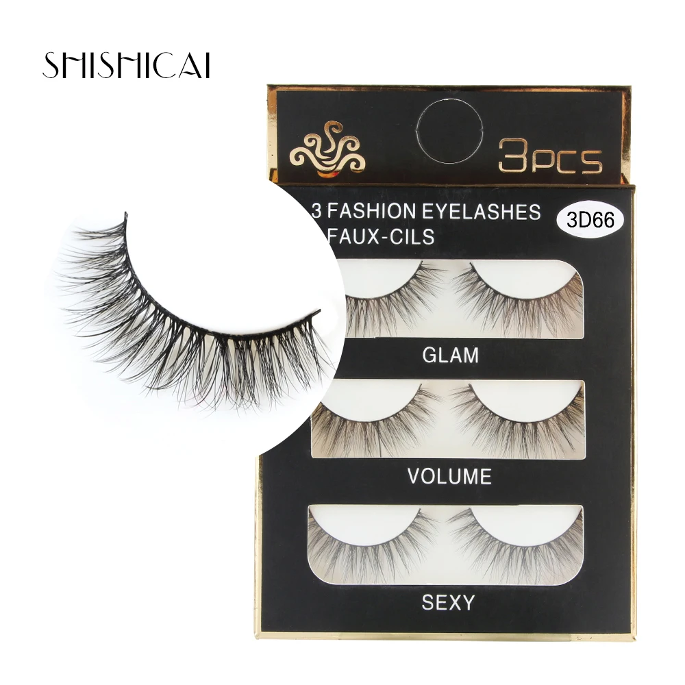 SHISHICAI 3 пар/упак. чистый хлопок нить накладные ресницы грязные мягкие натуральные