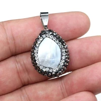 natural shell pendant drop inlaid crystal for jewelry making diy necklace bracelets package sale