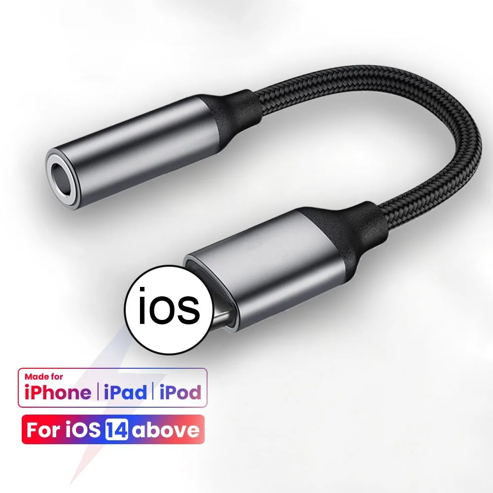 

8 Pin to 3.5mm Headphone Jack Cable for iPhone 12 11 Pro iOS Adapter Nylon Woven Cable Male to Female Connector Audio Splitter