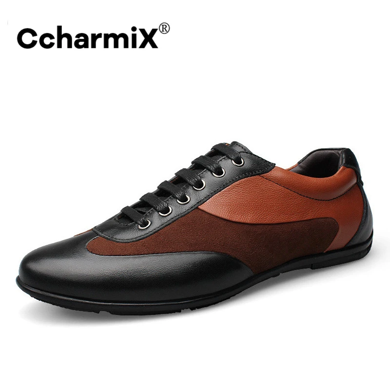 CcharmiX большой Размеры из натуральной нешлифованной кожи Мужские туфли Женские