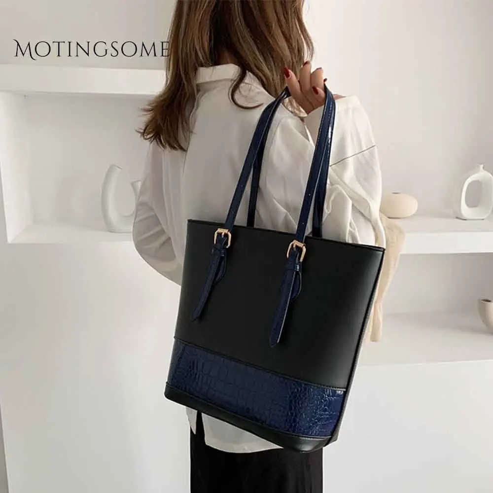 Женская сумка тоут из крокодиловой кожи в стиле пэчворк качественная кожаная