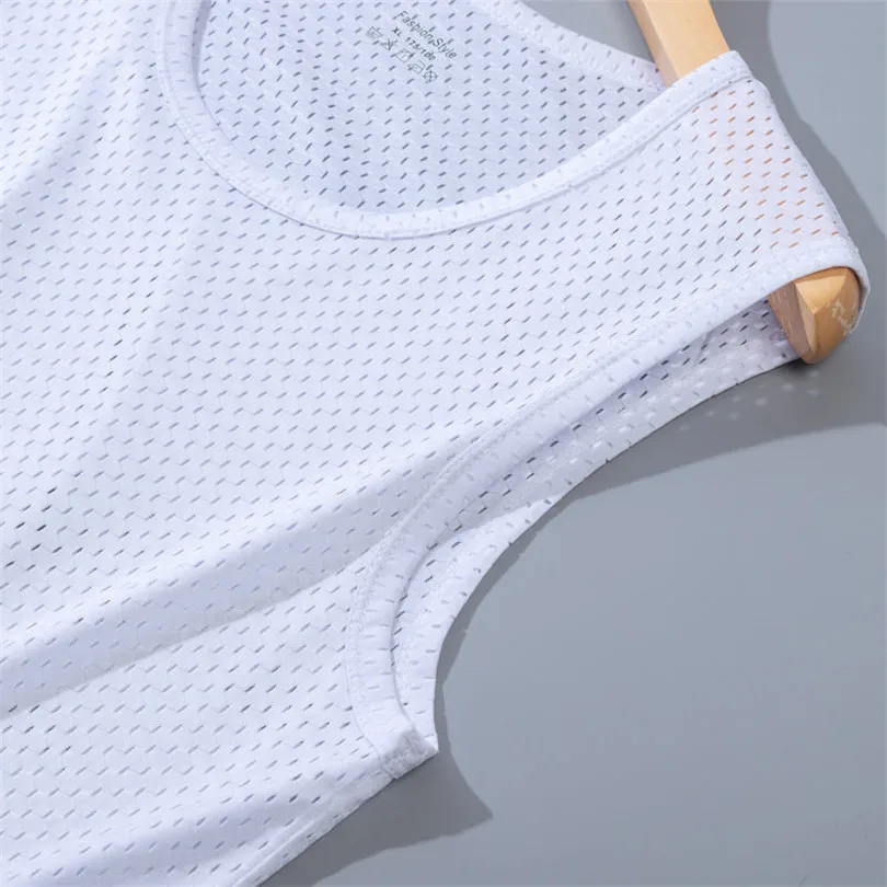 

CKAHSBI Cycling Vest Sleeveless Underwear Man Base Layer Cool Breathable High Elastic Quick Dry Mesh Clothes White Black New