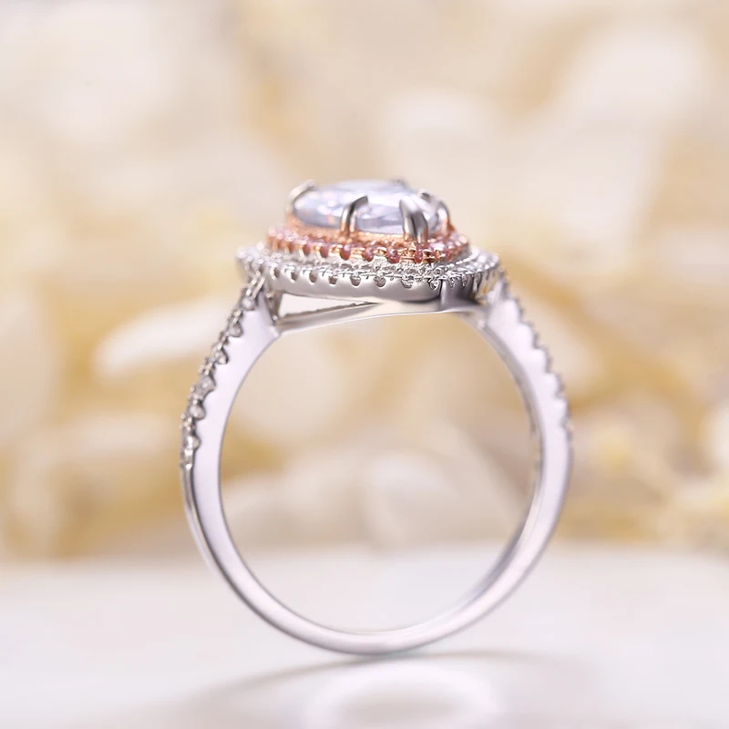 ANGELFRIGG 100% 925 пробы серебряные кольца на палец для женщин с грушей капли воды CZ
