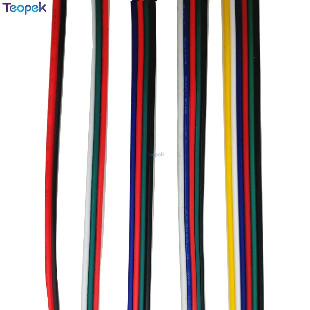 

2pin 3pin 4pin 5pin 6pin Extension Electric Wire Cable 22AWG Led Connector For 5050 3528 WS2812 RGB RGBW RGB CCT LED Strip