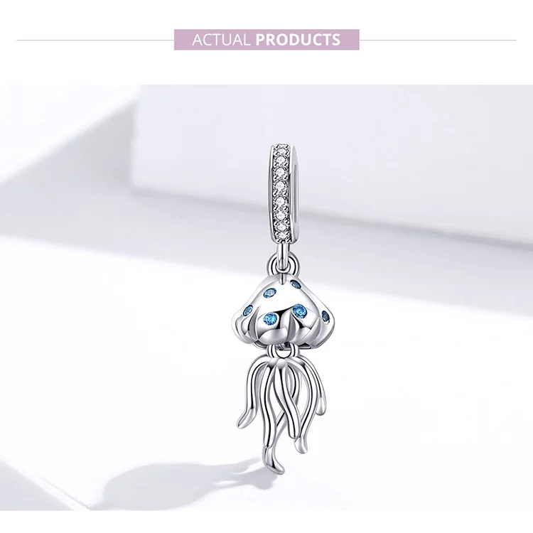 MOWIMO, настоящее 925 пробы, серебряные медузы, подходят для браслетов Pandora, подвески, серебро 925, оригинальная подвеска, ожерелье, ювелирное изделие BKC1297