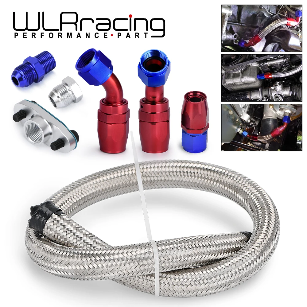 WLR RACING 10AN турбо стальная плетеная маслоотводная обратная линия T3 T4 T04E T70 T60 T61 GT35 AN10