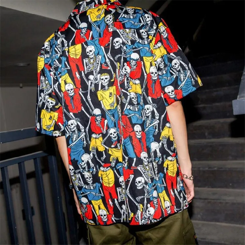 Рубашка Мужская/женская с коротким рукавом Повседневная Уличная одежда принтом