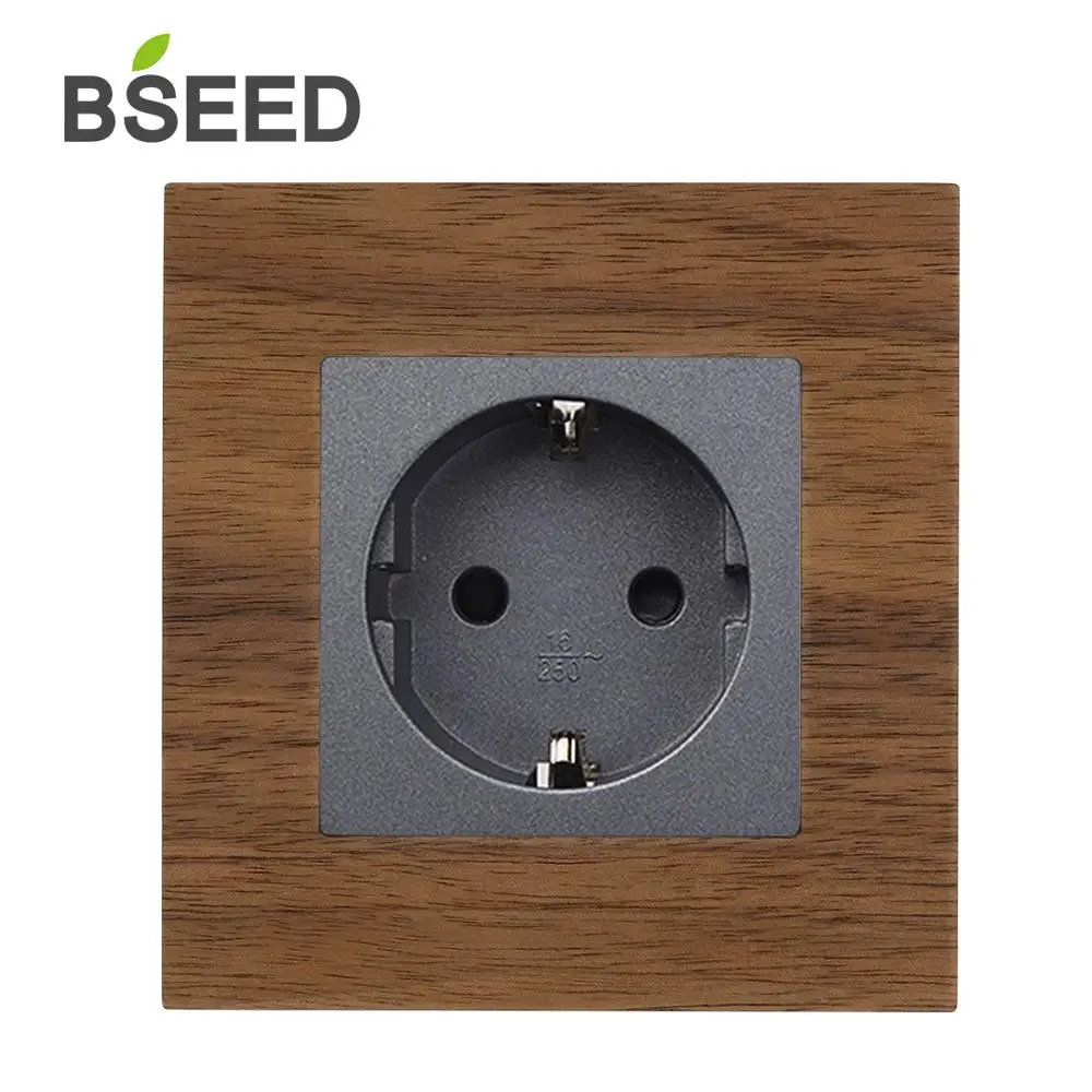 BSEED электрическая стенная розетка 2 цвета ЕС Мощность 16A один деревянный 110 V-250 V |