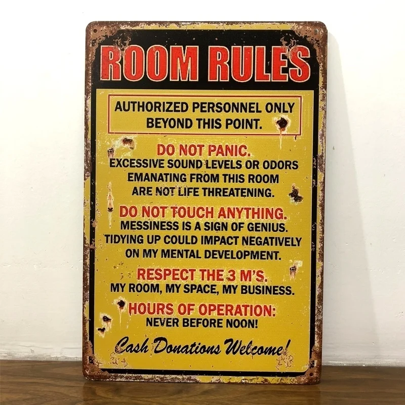 

Tin Sign \ROOM RULES \ Metal Poster Wall Art Decor Rustic Plaque Room Bedroom House Wall Sign(Visit Our Store, More Products!!!)