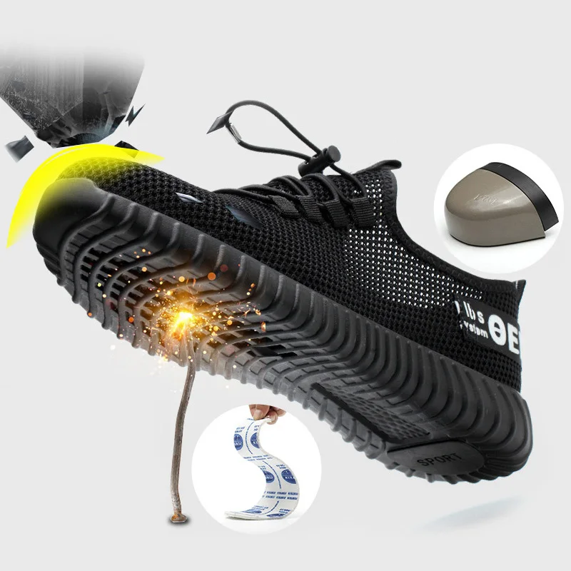 Ботинки мужские рабочие без шнуровки дышащие боты защита от проколов защитная