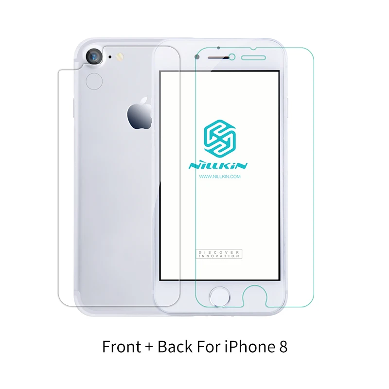 For iPhone 8 Set NILLKIN для iPhone XS Max задняя крышка из закаленного стекла для iPhone 8 9H взрывозащищенный HD прозрачный протектор экрана для iPhone8 стекло - Цвет: For iPhone 8 Set
