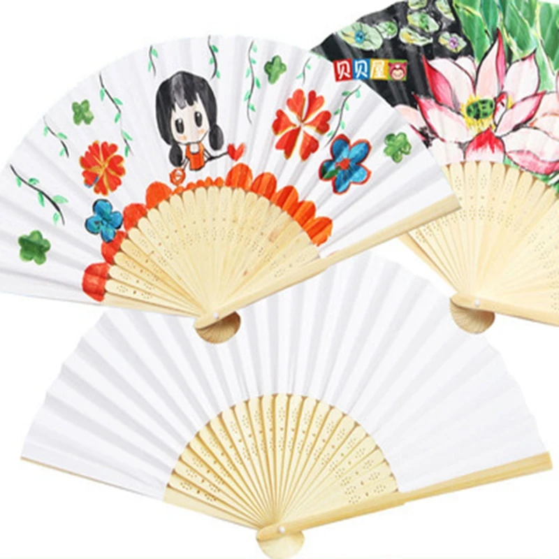 

10/30/50Pcs/Lot White Folding Elegant Paper Hand Fan Wedding Party Favors 21cm (White)