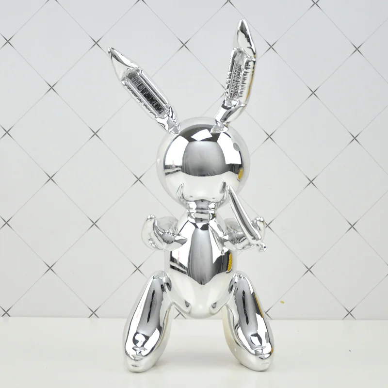 balloon rabbit sculpture home decoration art and craft garden decoration creative statue - Цвет: Серебристый