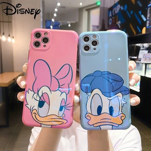 Disney cartoon cute Donald Duck couple Blu-ray mobile phone case with stand for iPhone12mini /12promax/iPhonex/xs xr/8plus