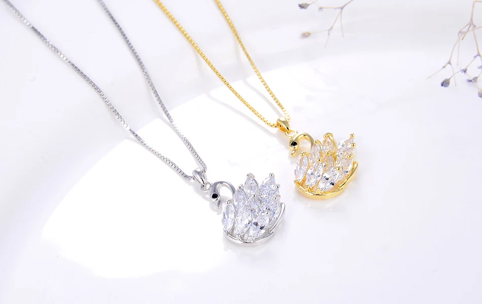 ORSA JEWELS 925 ожерелье с подвеской в виде лебедя для женщин из стерлингового серебра АААА Циркон классические милые вечерние ювелирные изделия для помолвки SN177