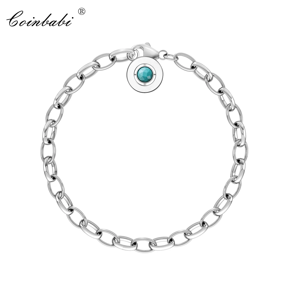 

Браслеты звено цепи с синим камнем для женщин и мужчин, 2019 новый 925 стерлингового серебра подарок Europe Стиль модный клубный браслет подбираем...