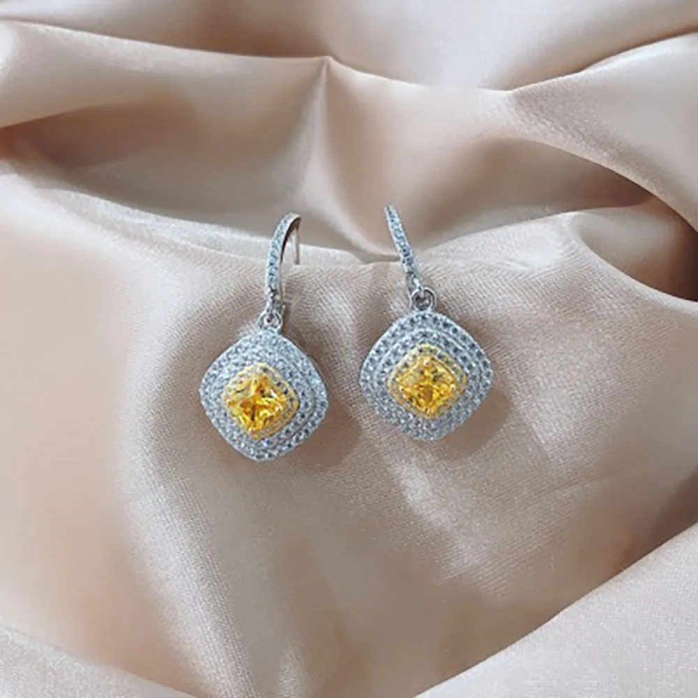 

2020 Trend Vintage 925 Sterling Silver Topaz Gemstone Lab Diamonds Hanging Clip Wedding Women's Earrings Birthday Jewelry Gift