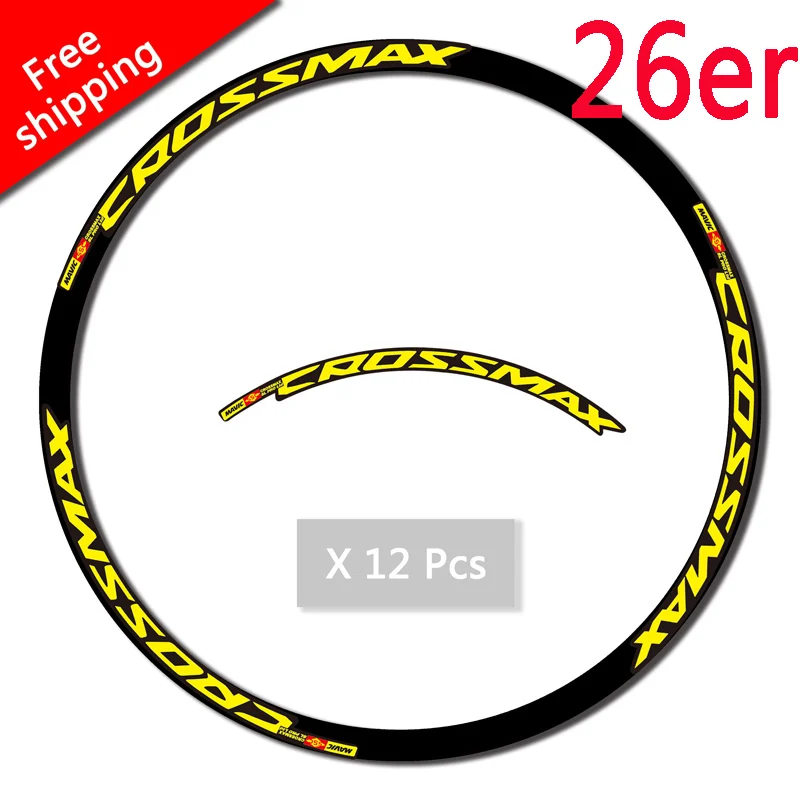 26 inch Yellow CROSSMAX углеродный обод велосипеда наклейка 26 27,5 29er велосипедные аксессуары MTB DH гоночный велосипед наклейка водонепроницаемый солнцезащитный крем - Color: 26 inch Yellow