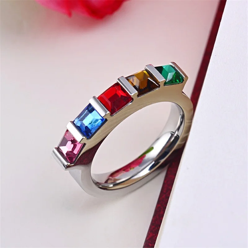 2020 Радужное кристаллическое ЛГБТ-кольцо красочное кольцо для реальной любви