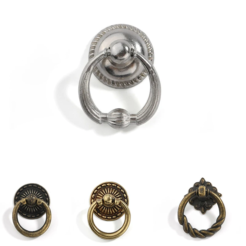 

Retro Ring Bronze Handles Wardrobe Pulls Single Hole Cabinet Pull Knob Ring Furniture Knobs Cupboard Dresser Drawer Handle