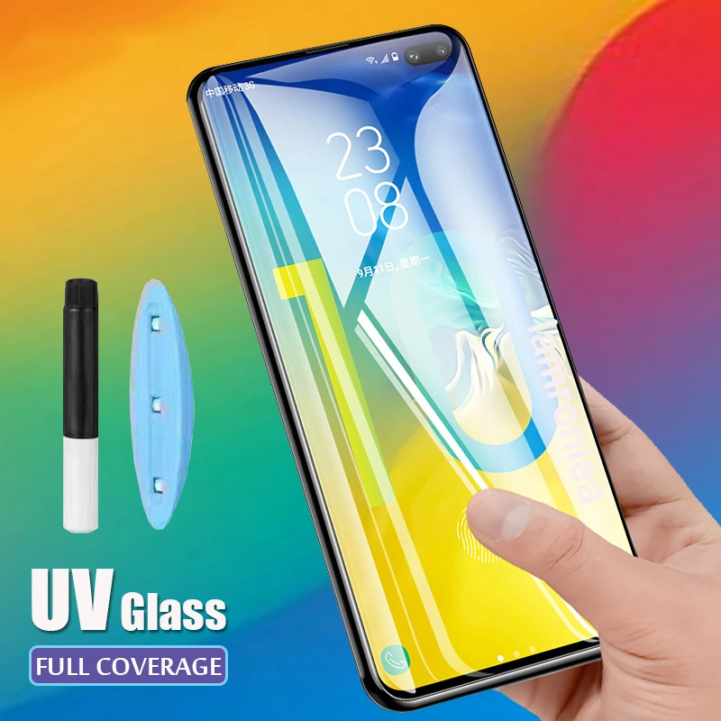 Полностью наклеиваемая поверхность УФ жидкое стекло для Samsung Galaxy S20 ультра S9 S8 S10