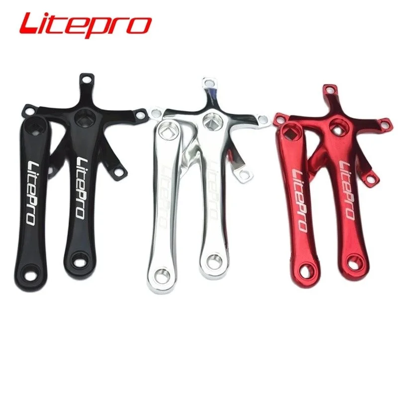 

LITEPRO 412 Folding Bike Crank BCD 130mm Aluminum Alloy Square Hole Crank 170mm Fold Bicycle Part Black/Red/Silver