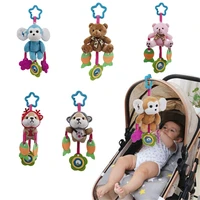 cartoon animals plush toys baby rattle hand bell baby stroller crib hanging baby rattles interactive early education toy