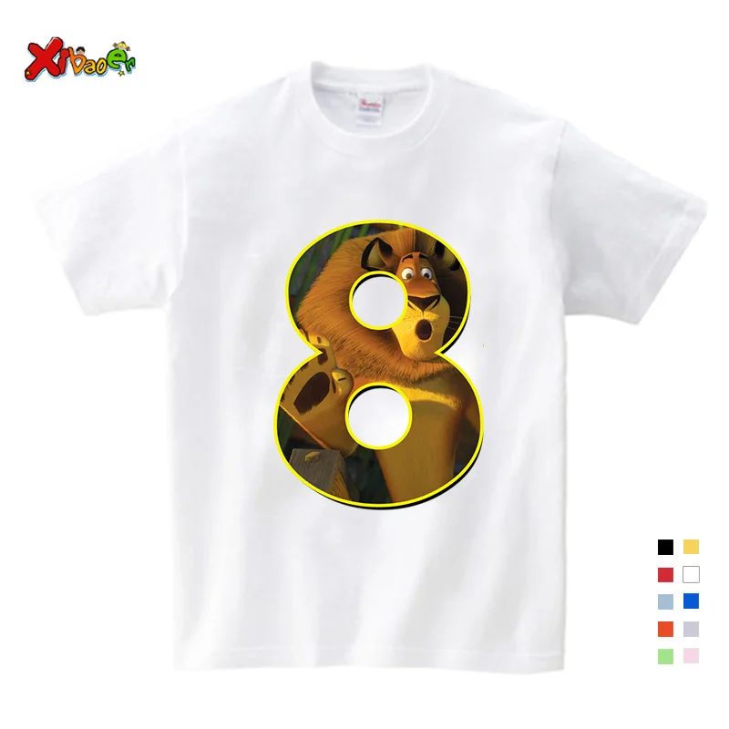 

Kids Boys Girls Summer Birthday T-shirts 8 colors Short Sleeved T Shirt Size 2 3 4 5 6 7 8Year Children Party Clothing Tees Tops