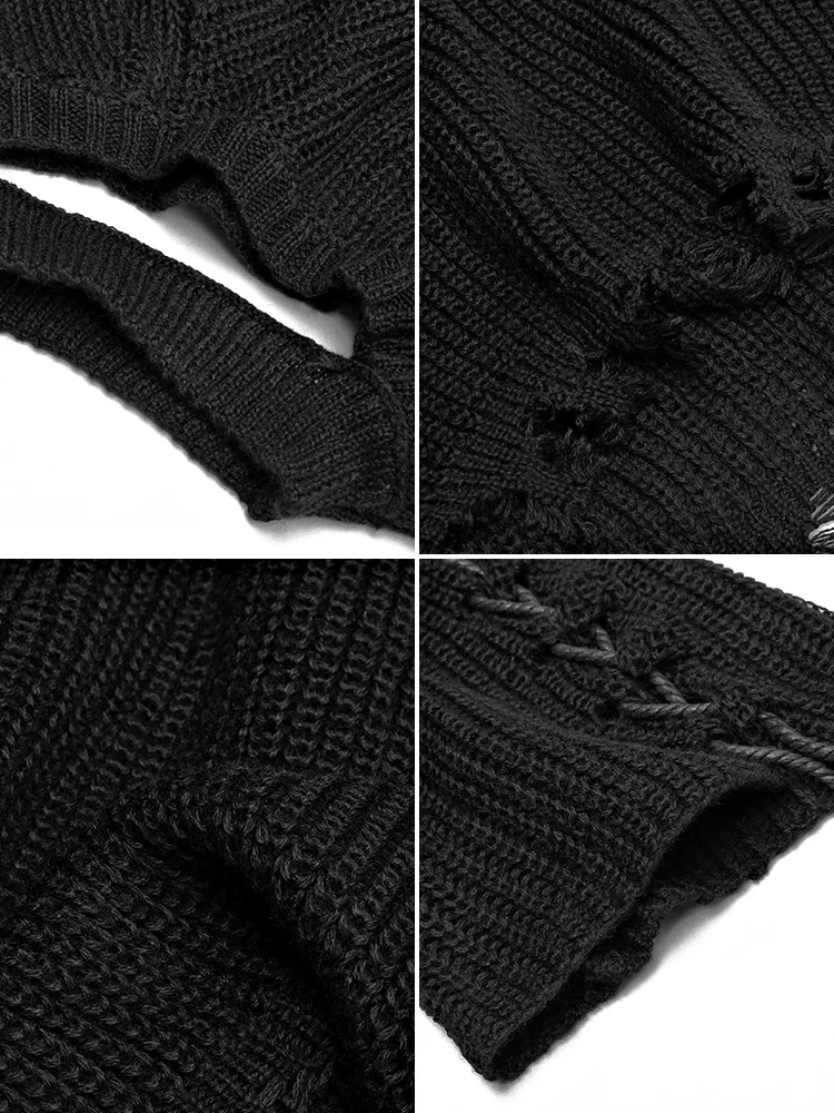 

PUNK RAVE Girl's Punk Personality Loose Pullover Lazy Sweater Female Early Autumn Trumpet Sleeve Tops Streetwear
