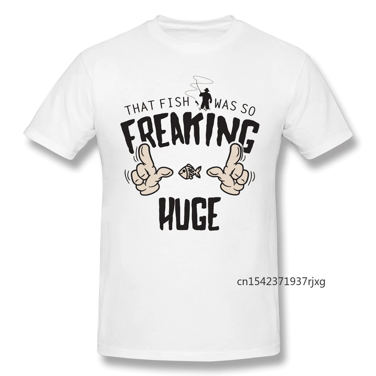 

Fishing T Shirt That Fish Was So Freaking Huge Funny Fishing Fashion Short Sleeve Customized Products O-Neck Casual