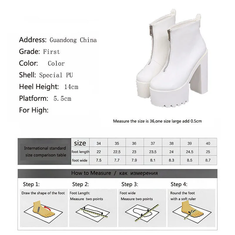 PRETO BRANCO 2019 New 14CM High Heel Boot Pine Cake Water-proof Platform Zipper Shoes Women's Show Thick Martin Boots ZYW | Обувь