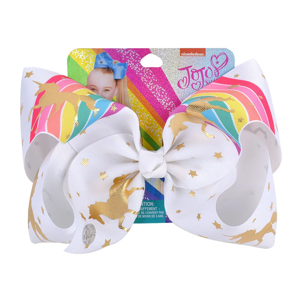 Банты для волос JoJo Siwa Unicorn 8 дюймовые банты девочек заколки ручной работы