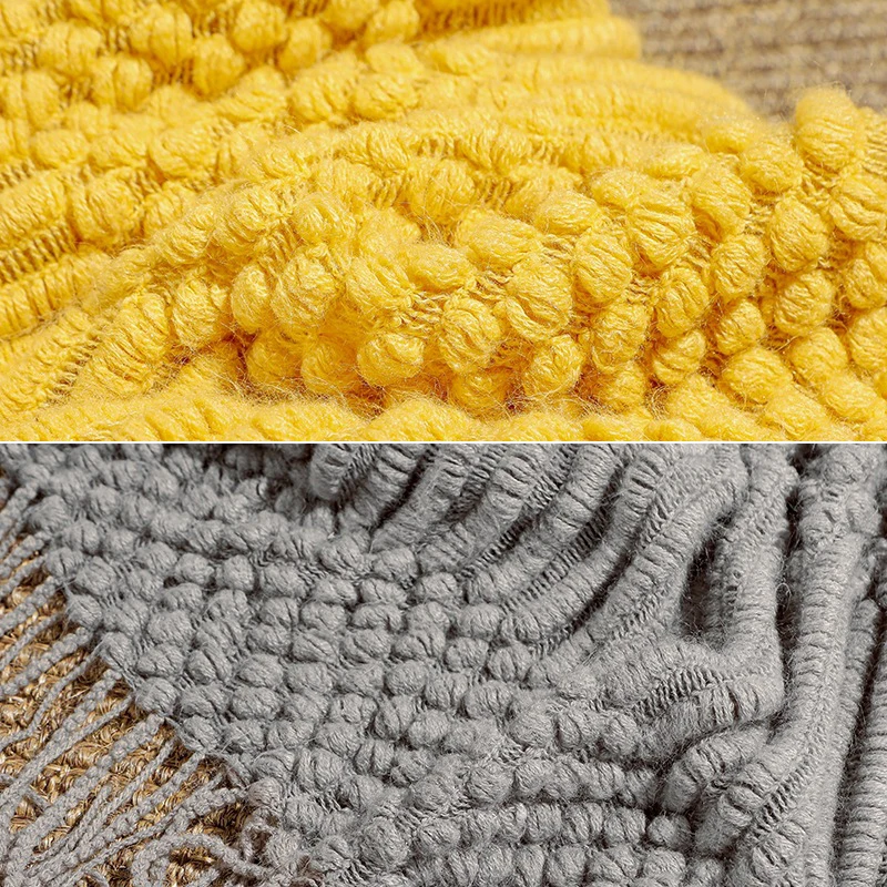 

Knitted Blanket Solid Color Waffle Embossed Blanket Nordic Decorative Blanket for Sofa Bed Throw Chunky Knit Throw Blanket