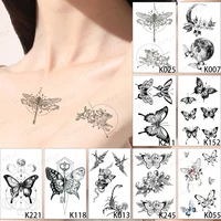 9pcslot new water transfer tattoo sticker dragonfly rabbit butterfly animal waterproof temporary tatoo body art dark fake tatto