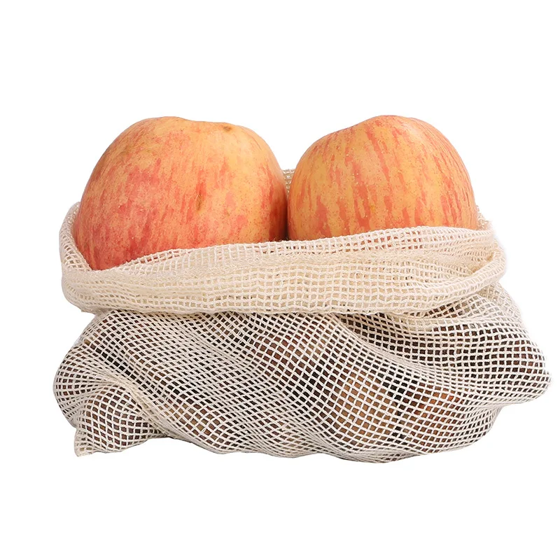 

10 Pics/pack 20*28CM Pure Cotton Mesh Degradable Fruit and Vegetable Supermarket Shopping Bag Organic Cotton Environmental