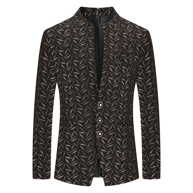 

2021 men's new stand collar casual single jacket solid color long-sleeved formal wear, no-ironing slim suit jacket