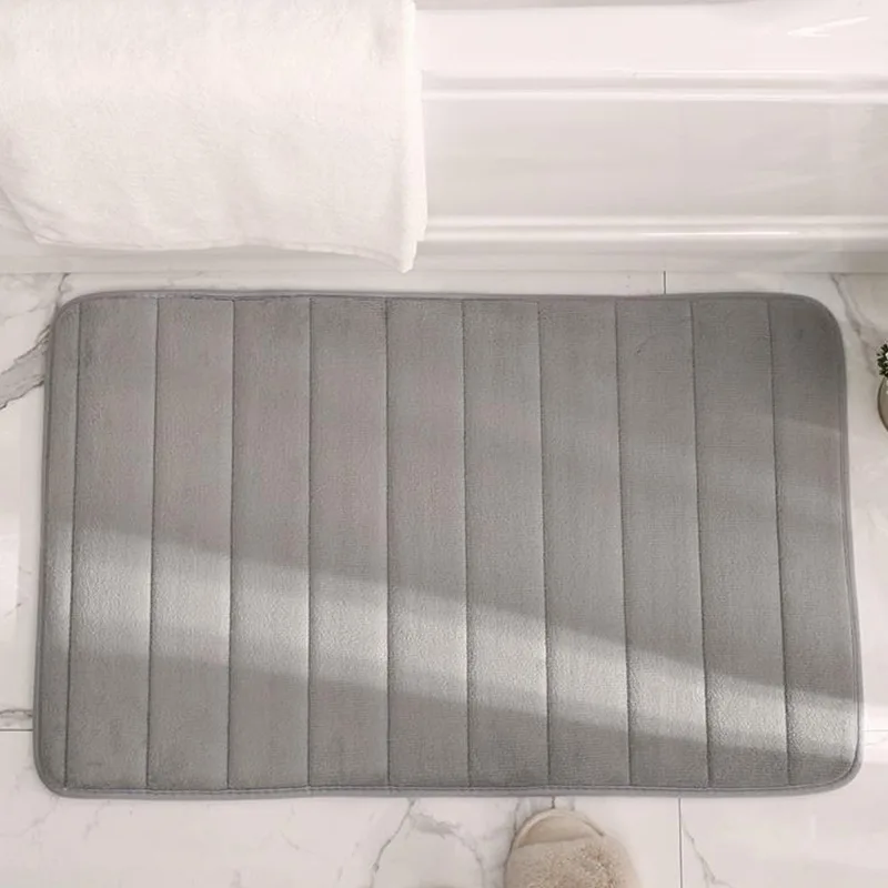 

2pcs Bath Mat Coral Fleece Bathroom Carpet Water Absorption Non-slip Memory Foam Absorbent Washable Rug Toilet Floor Mat 40x60cm