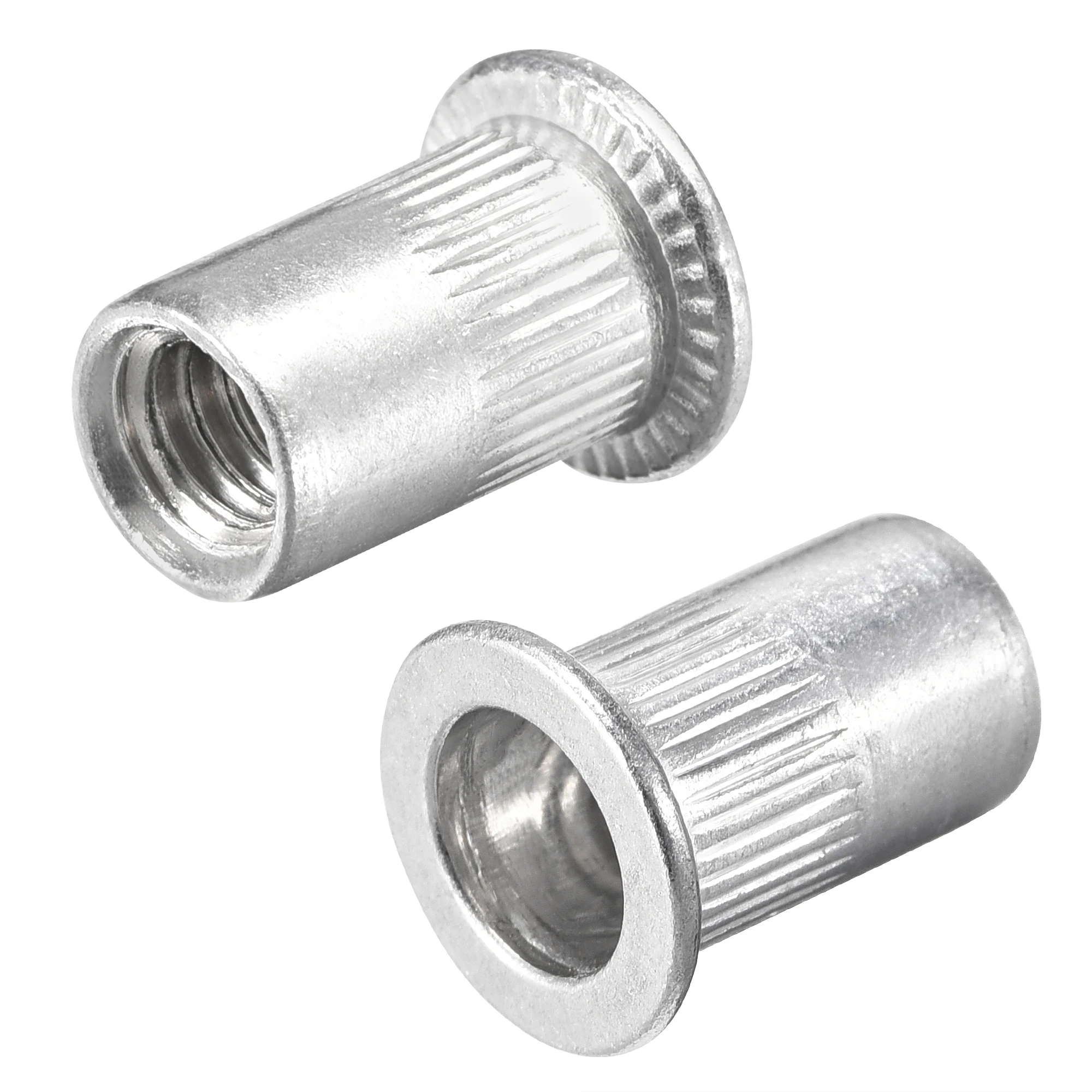 

Uxcell 1/4-20 Rivet Nuts Aluminium Alloy Knurled Flat Head Threaded Insert Nut Silver 25 Pcs