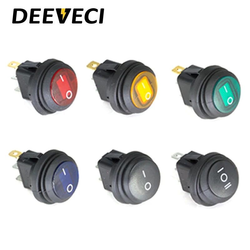 

KCD1 5A red green ip67 mini round toggler switch led lamp 3pins on off pc power small rocker switch